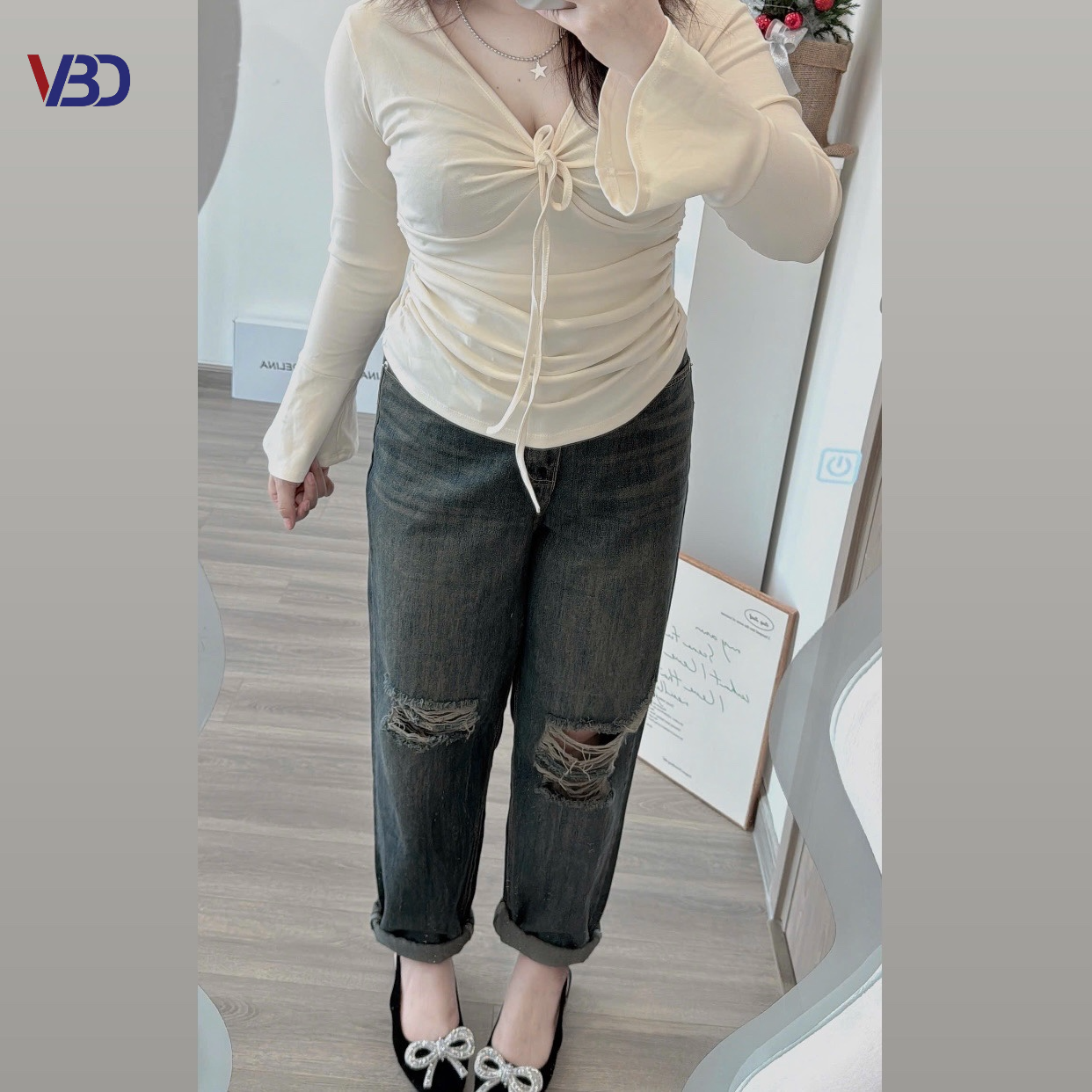 Quần baggy lưng thun rách kiểu bigsize QJ360 dành cho nàng béo mập từ 55-90kg_thumbnail_15