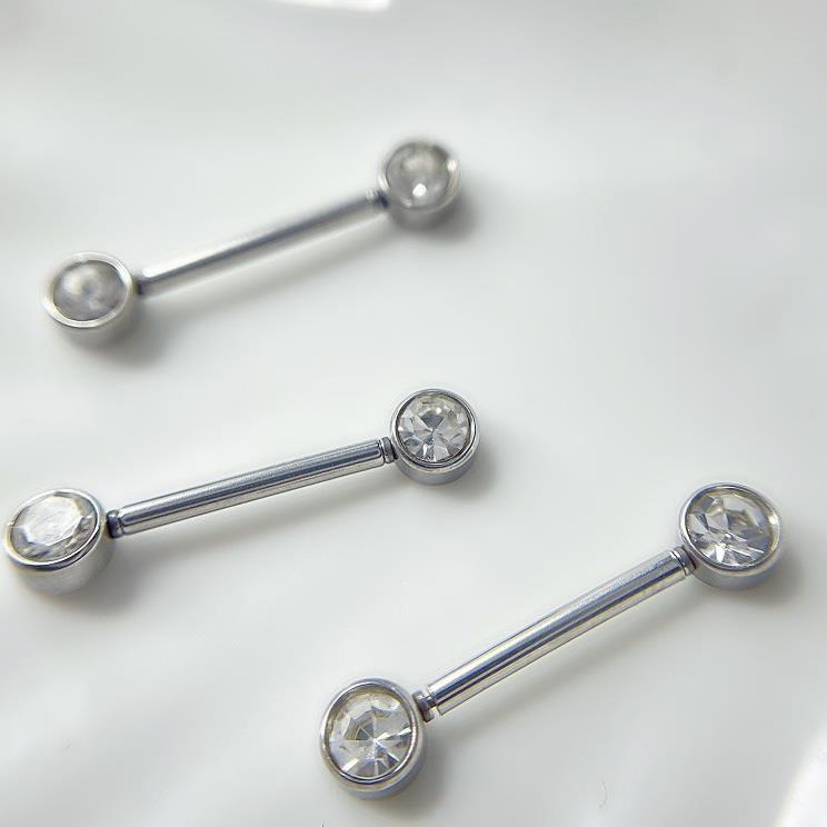 Khuyên Ti hai đầu kim cương trắng dán.