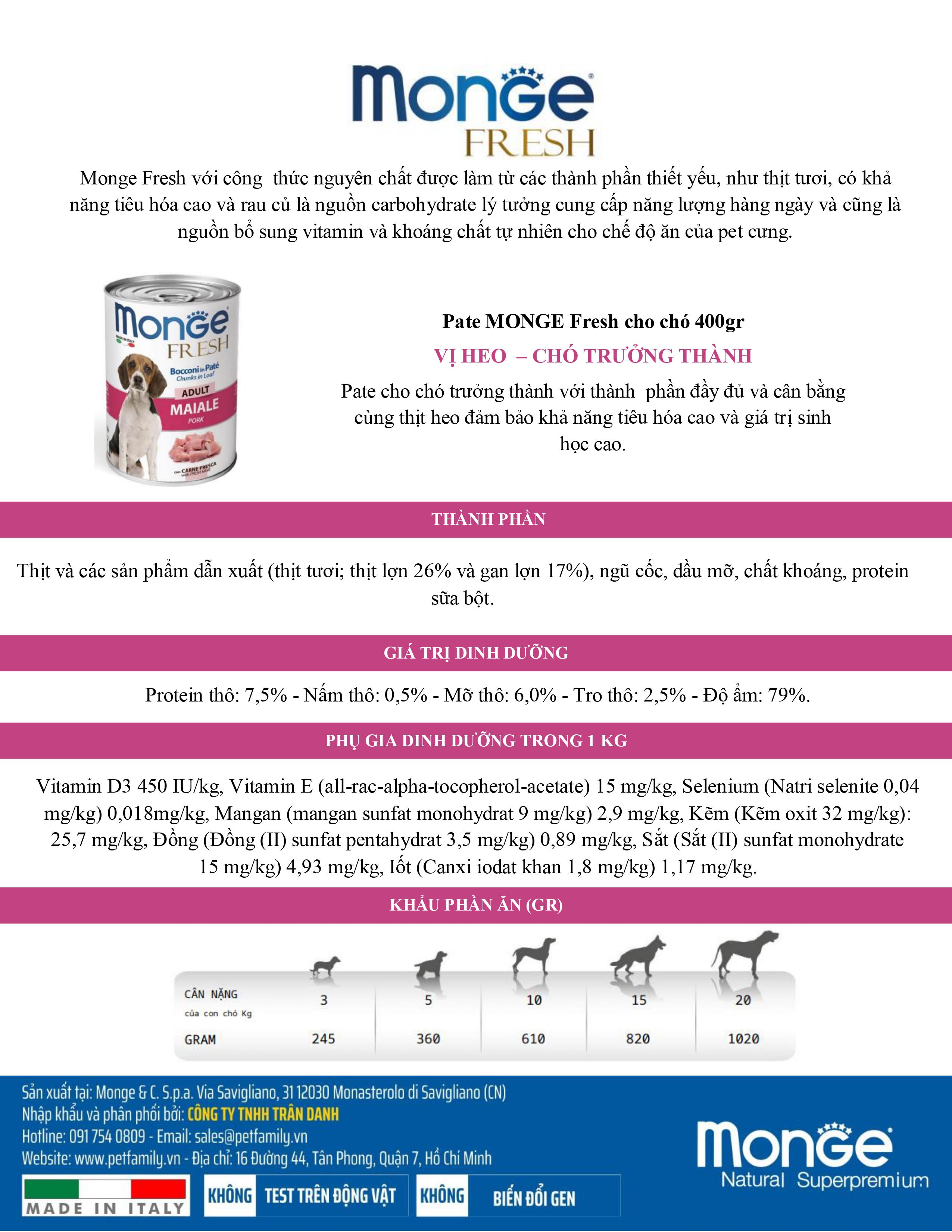 Pate MONGE Fresh cho chó 400gr (Hương vị thịt Heo)_thumbnail_4