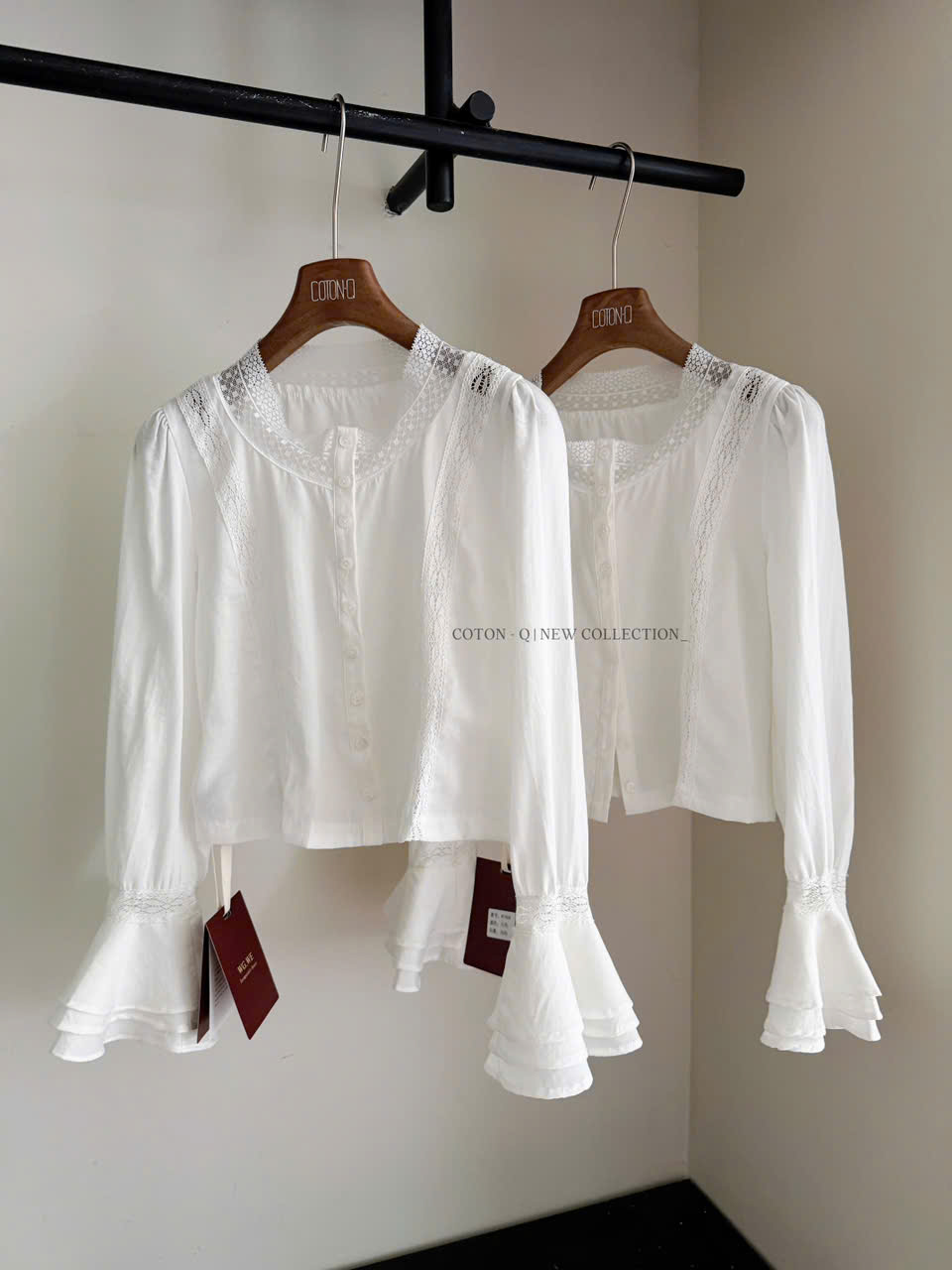 HA119 Áo tay loe phối cổ ren