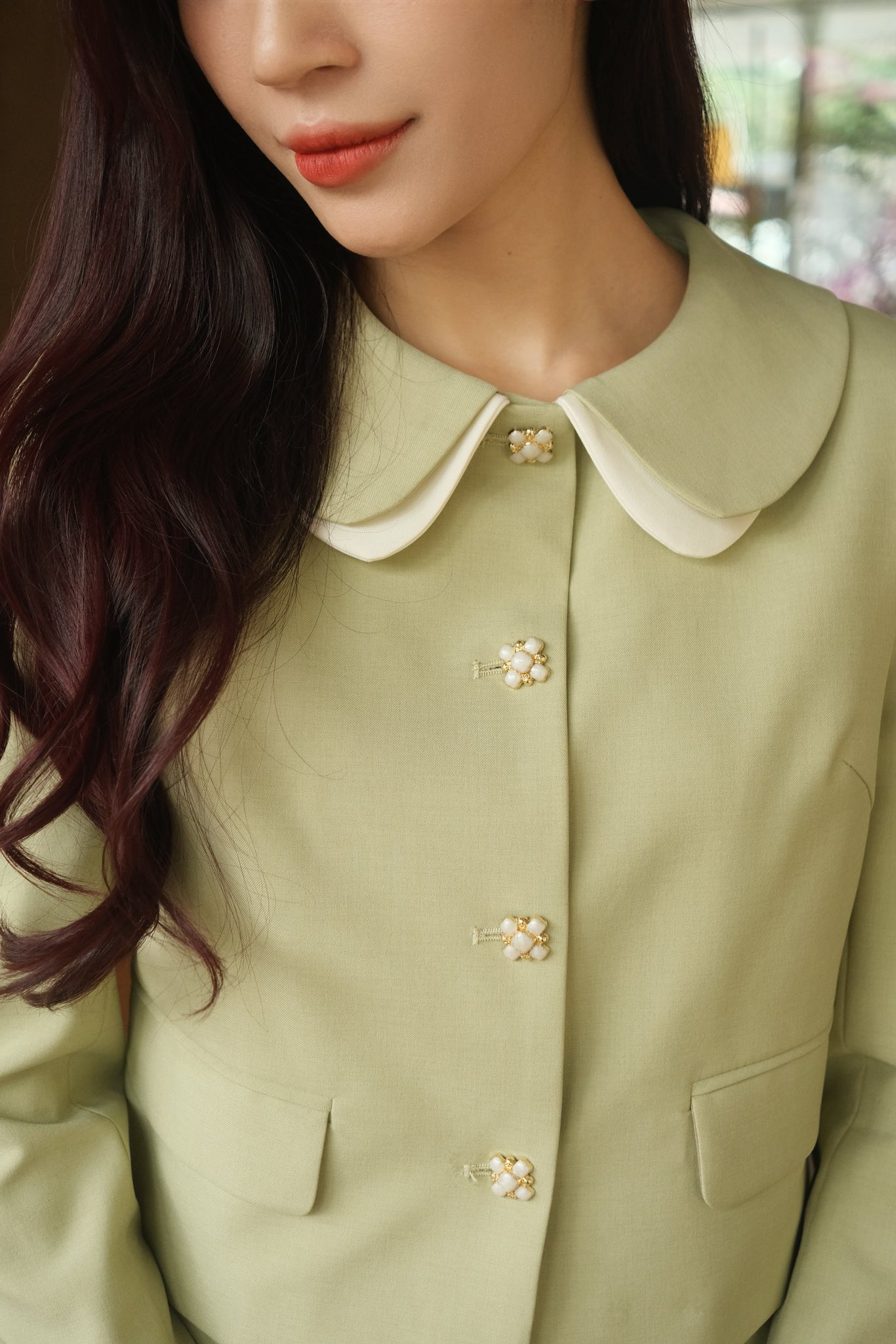 ÁO A205 LONG - Áo kiểu xanh bơ dài tay