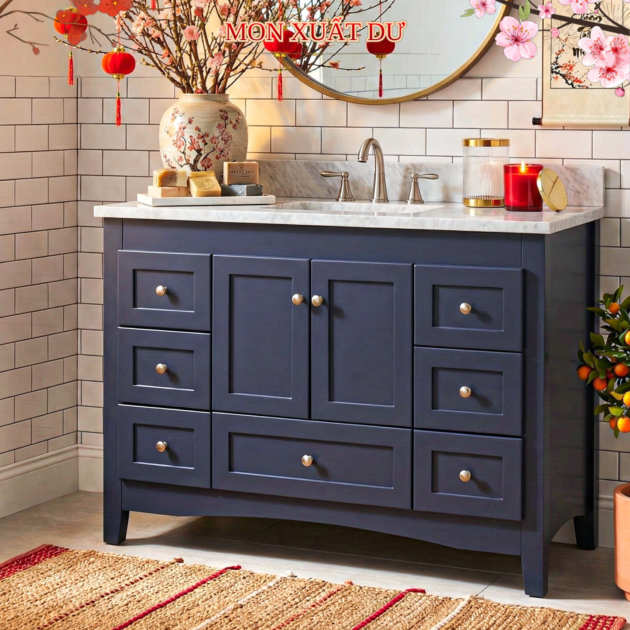 TỦ LAVABO 48 INCH ABBEY BY KBC MÀU XANH NAVY