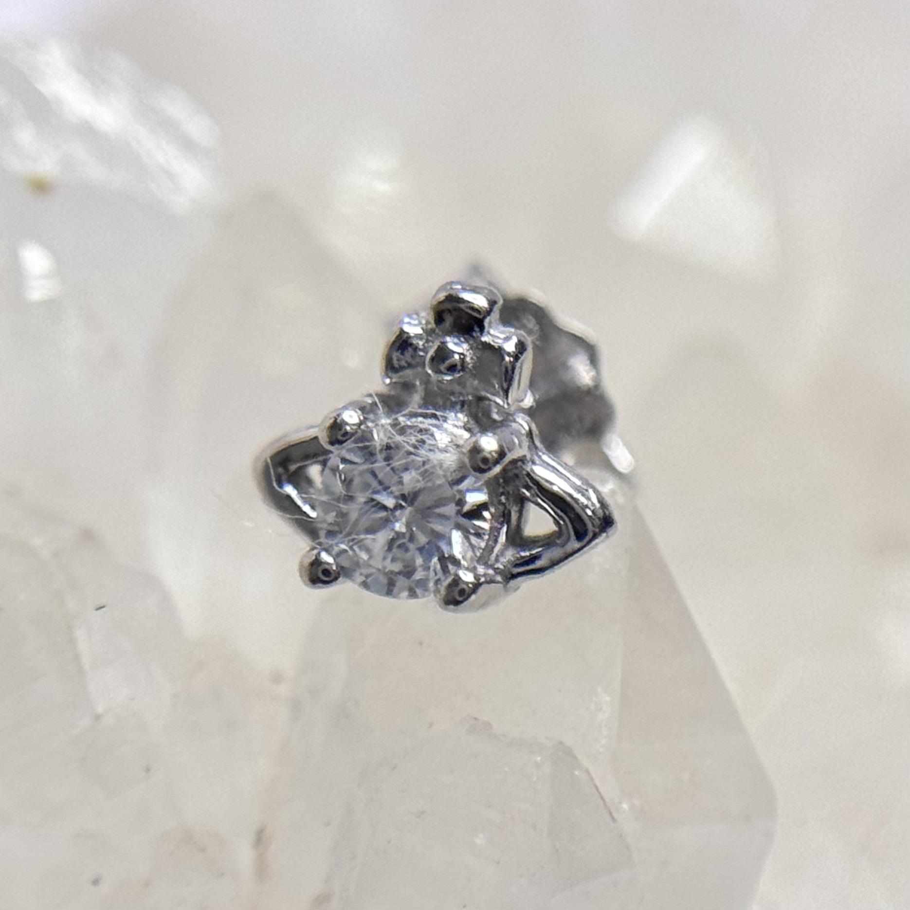 Khuyên kiểu bạc xi bạch kim hành tinh trắng