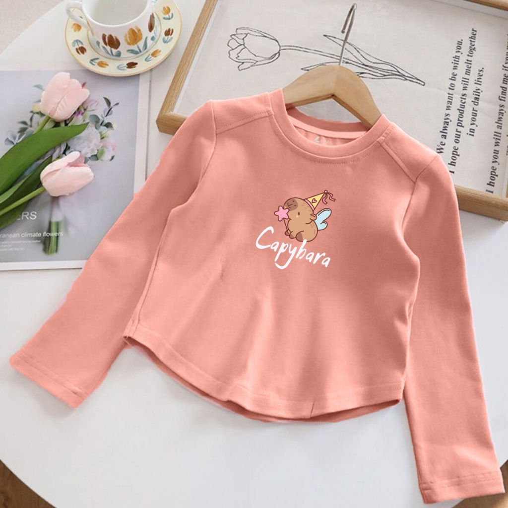 Áo thu đông cho bé gái in hình Capybara, Loopy, Labubu - Áo thun dài tay trẻ em-Loza Kids ON002_thumbnail_1