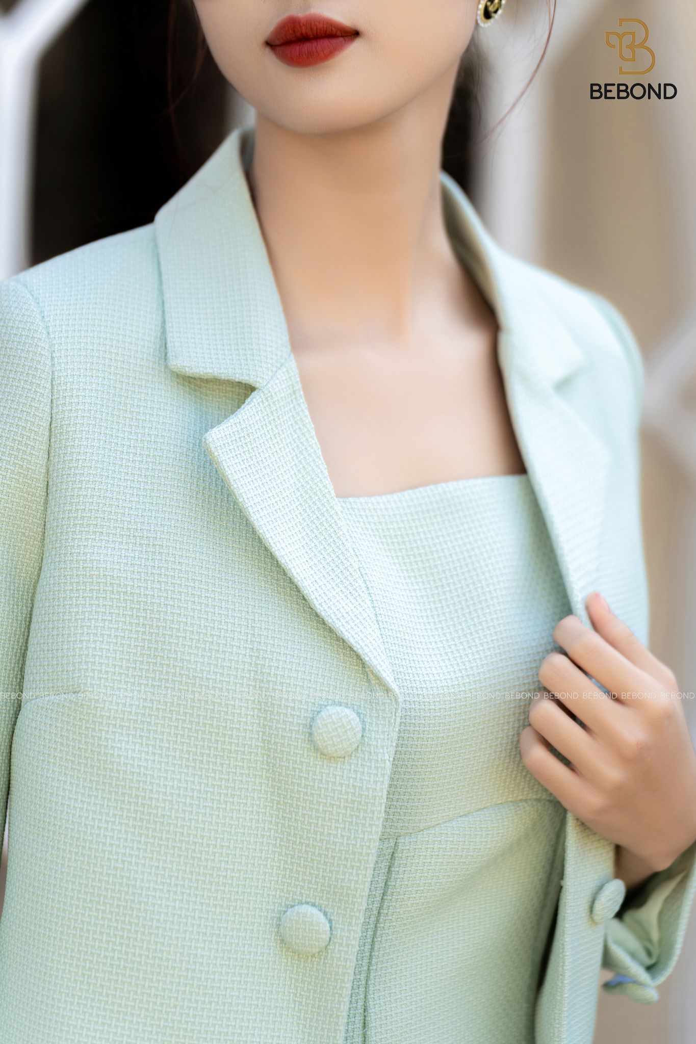 Set Vest dạ tweed Laura màu XANH BẠC HÀ_thumbnail_4