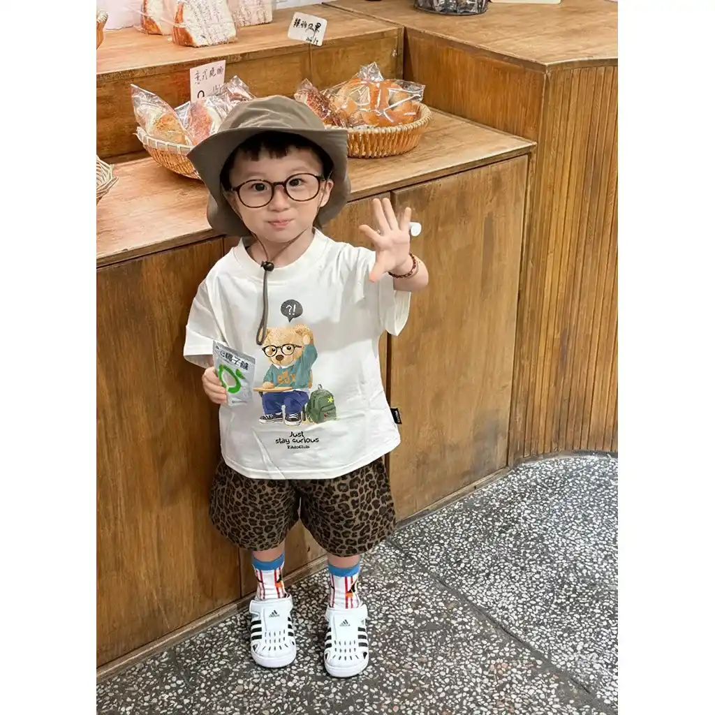 Áo thun bé trai Gấu Teddy học bài Kado vải cotton thoáng mát form rộng nhiều màu 2922_thumbnail_3