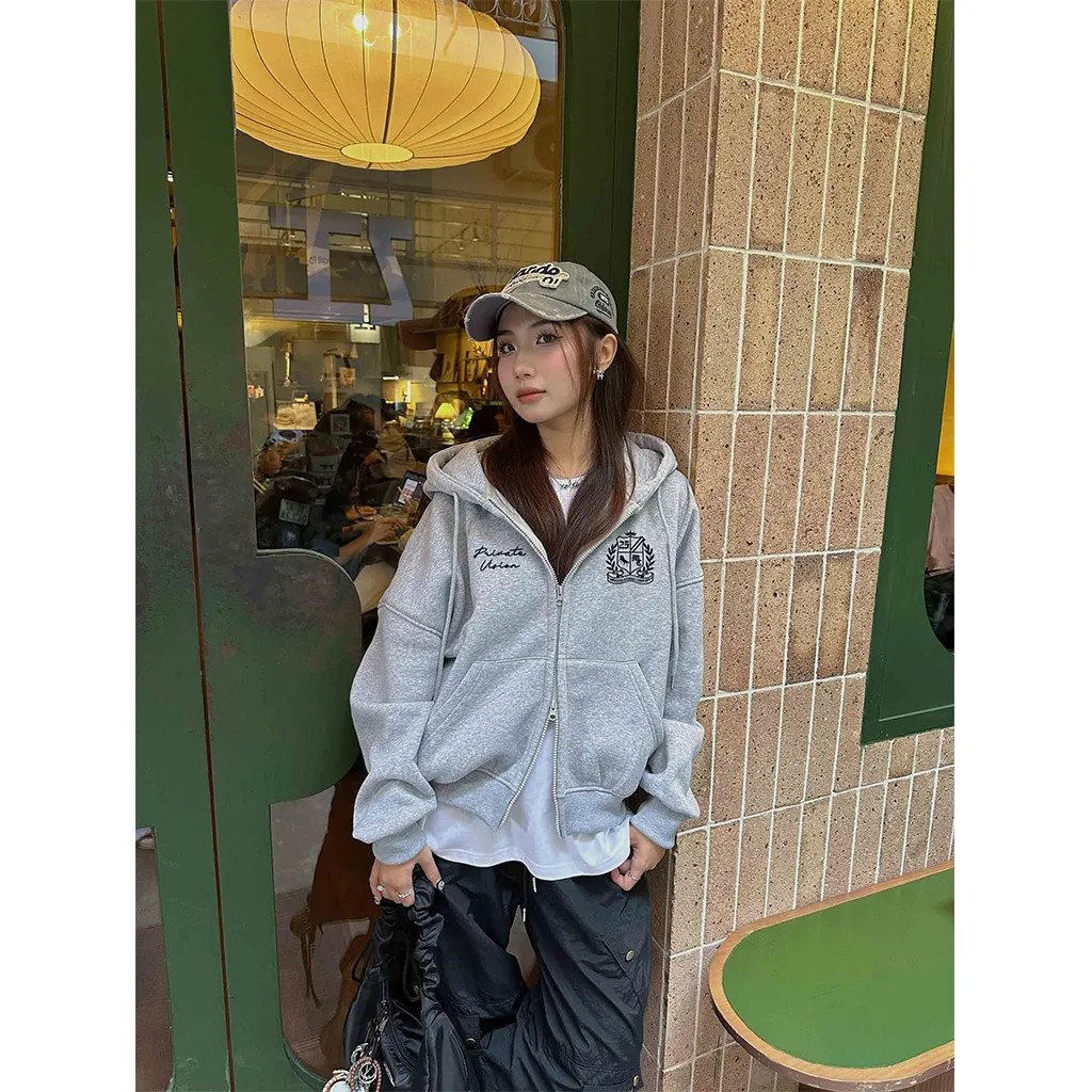 Áo hoodie zip form boxy phong cách vintage 2474 Miucho chất vải nỉ bông dày dặn cao cấp in mix_thumbnail_6