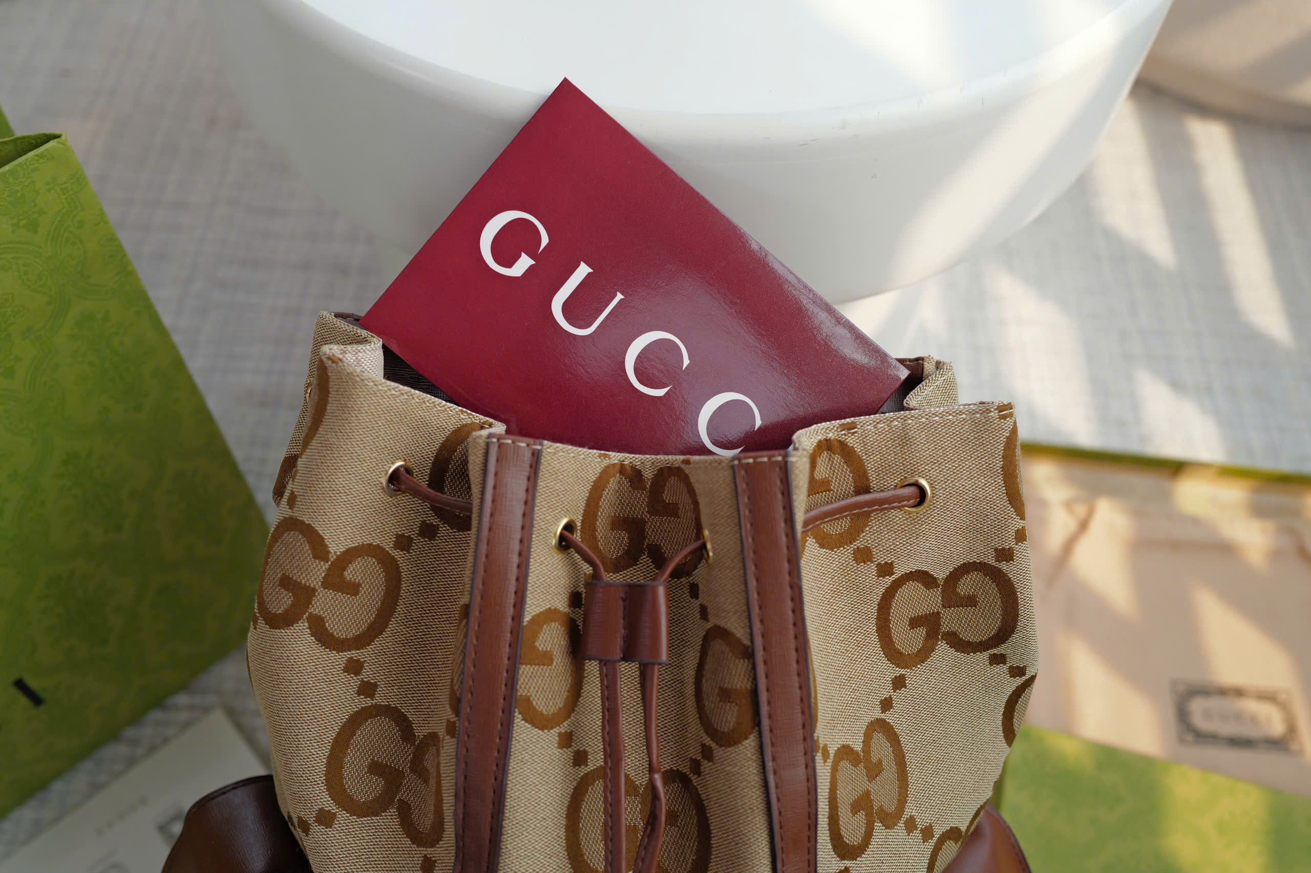 Balo Nam Gucci Jumbo GG Backpack Camel_thumbnail_1