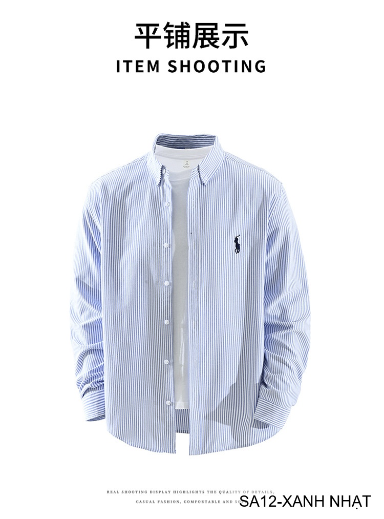 SA12 - Áo sơ mi nam dài tay sọc ngang phong cách Nhật Bản, chất cotton mềm mại, dáng rộng thoải mái_thumbnail_11