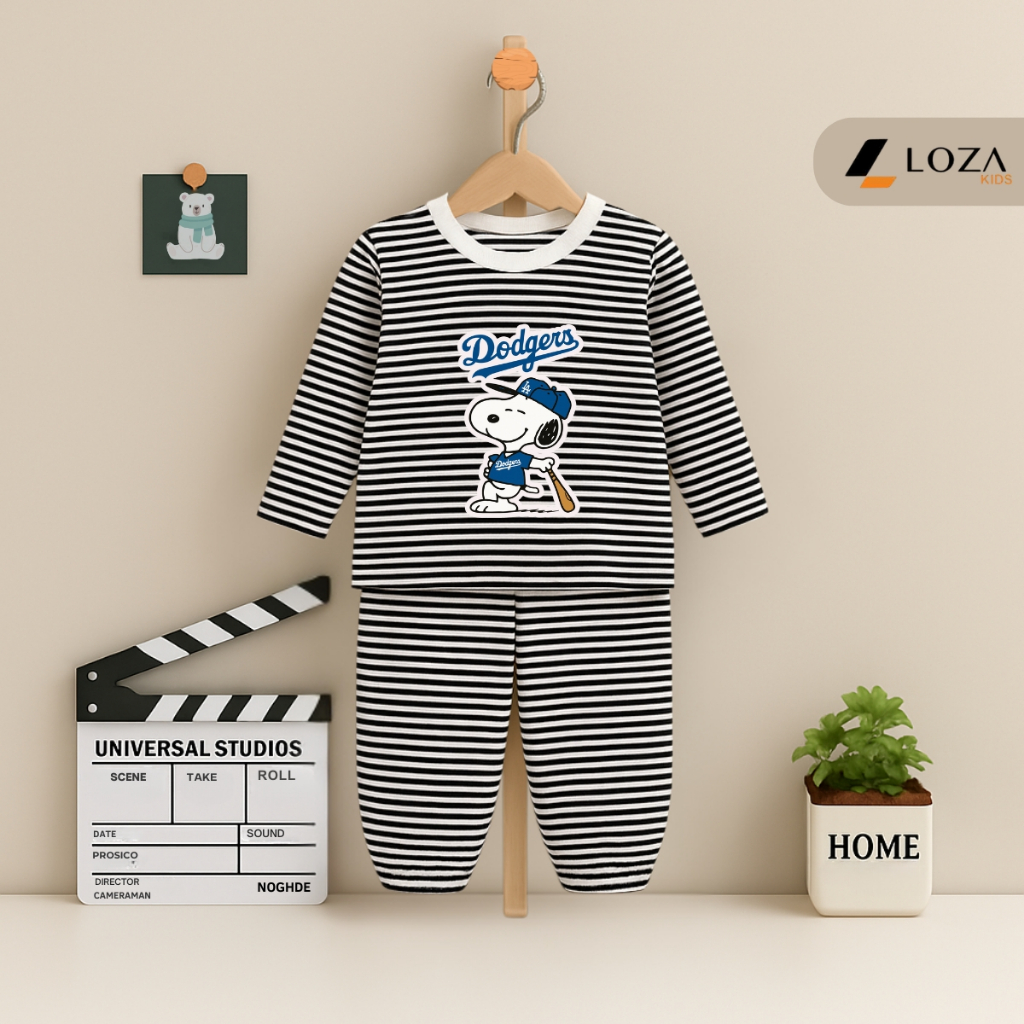 Bộ Thu - Đông kẻ bé trai in hình Snoopy - Loza TK549_thumbnail_0