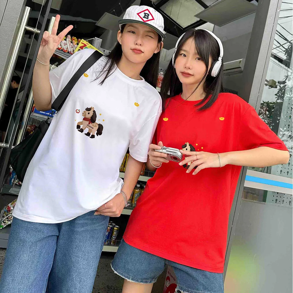 Áo thun Tết Bính Ngọ nam nữ form rộng dễ thương Miucho vải thoáng mát tôn dáng_thumbnail_5