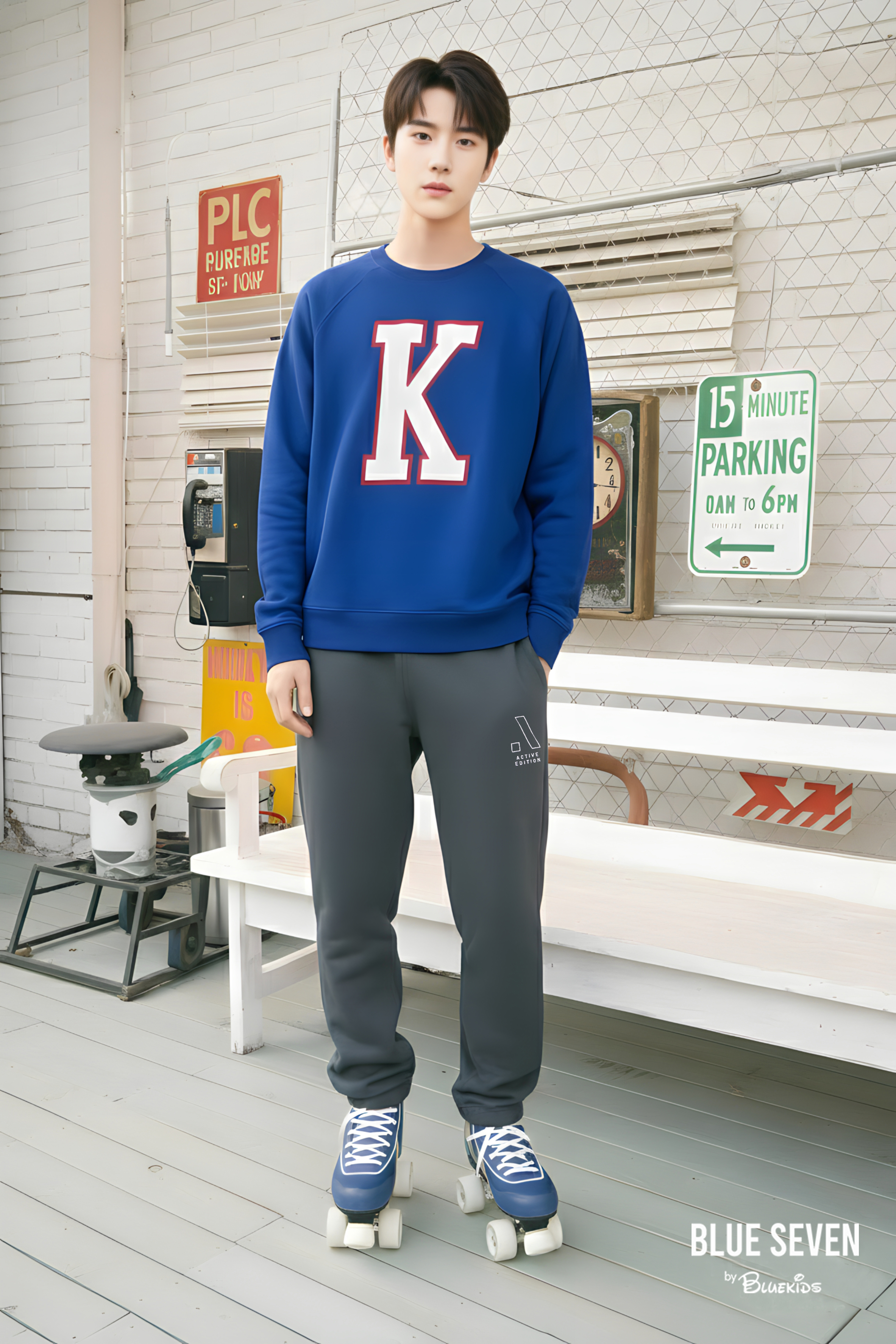 Áo nỉ cổ tròn màu xanh coban đậm in chữ_thumbnail_2