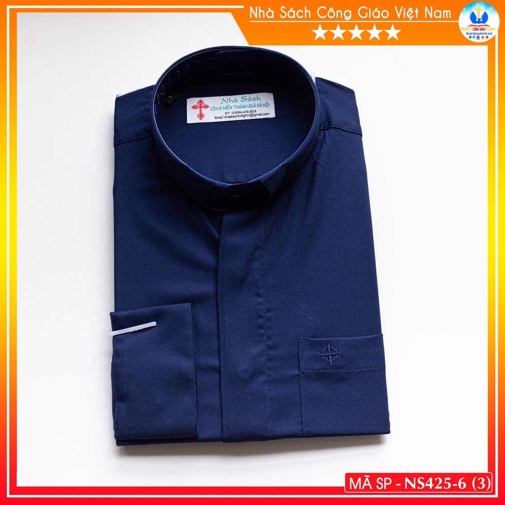 Áo Sơ Mi cổ côn linh mục dài tay NS425-6 Quà tặng  Lễ quan thầy, truyền chức, sinh nhật cha xứ_thumbnail_1