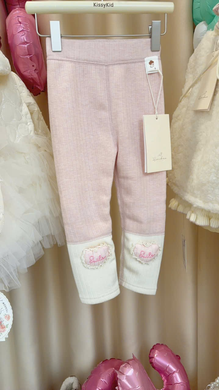 (Q179) Quần legging hồng gấu kem đính tim_thumbnail_0