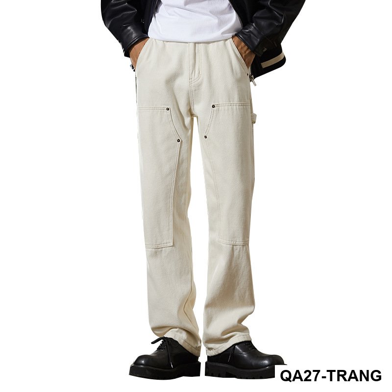 Quần jean trắng cổ điển của Mỹ dành cho nam giới vào mùa thu quần bảo hộ lao động mới dành cho nam giới vào mùa thu quần ống rộng thẳng nam_thumbnail_5