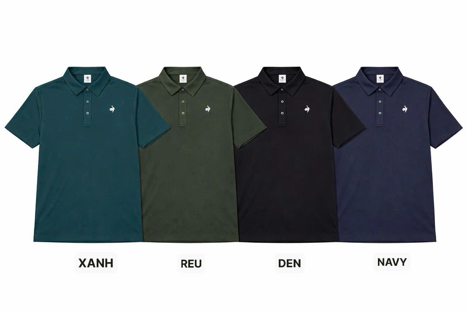 44 ÁO POLO NAM TRƠN LCS  LOGO GÀ TRỐNG 4 MÀU