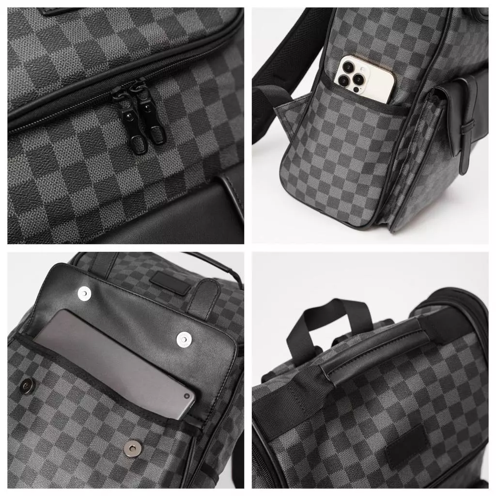 Balo Da Thời Trang Nam Nữ Chống Thấm Nước Kích Thước Lớn Đựng Laptop 15.6 Inch_thumbnail_2