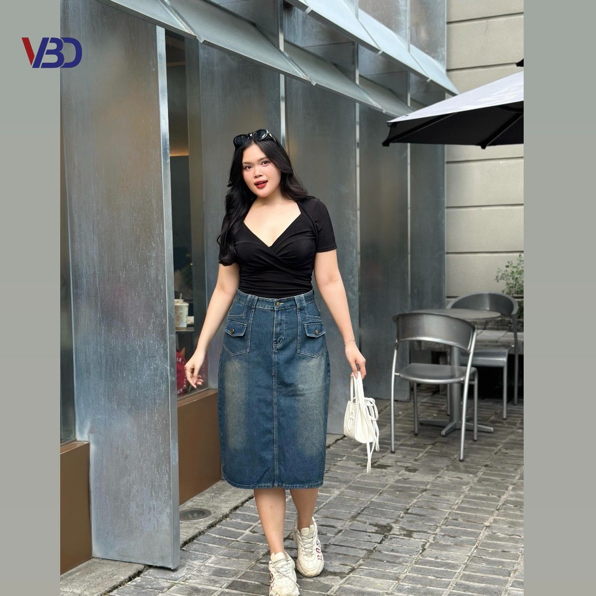 Chân váy dáng dài viền túi bigsize JV401 dành cho nàng béo mập từ 55-90kg