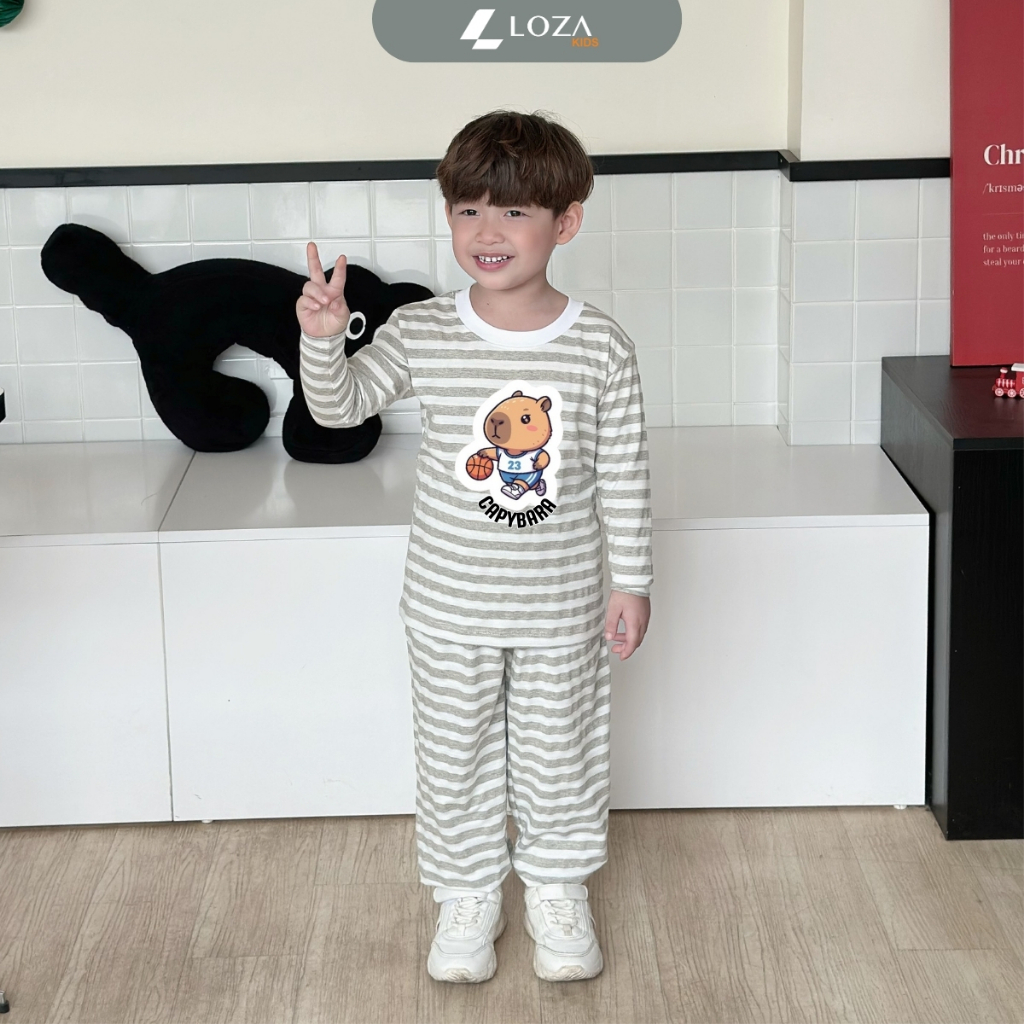 Bộ Thu - Đông kẻ bé trai in hình Capybara - Loza Kids TK552_thumbnail_7