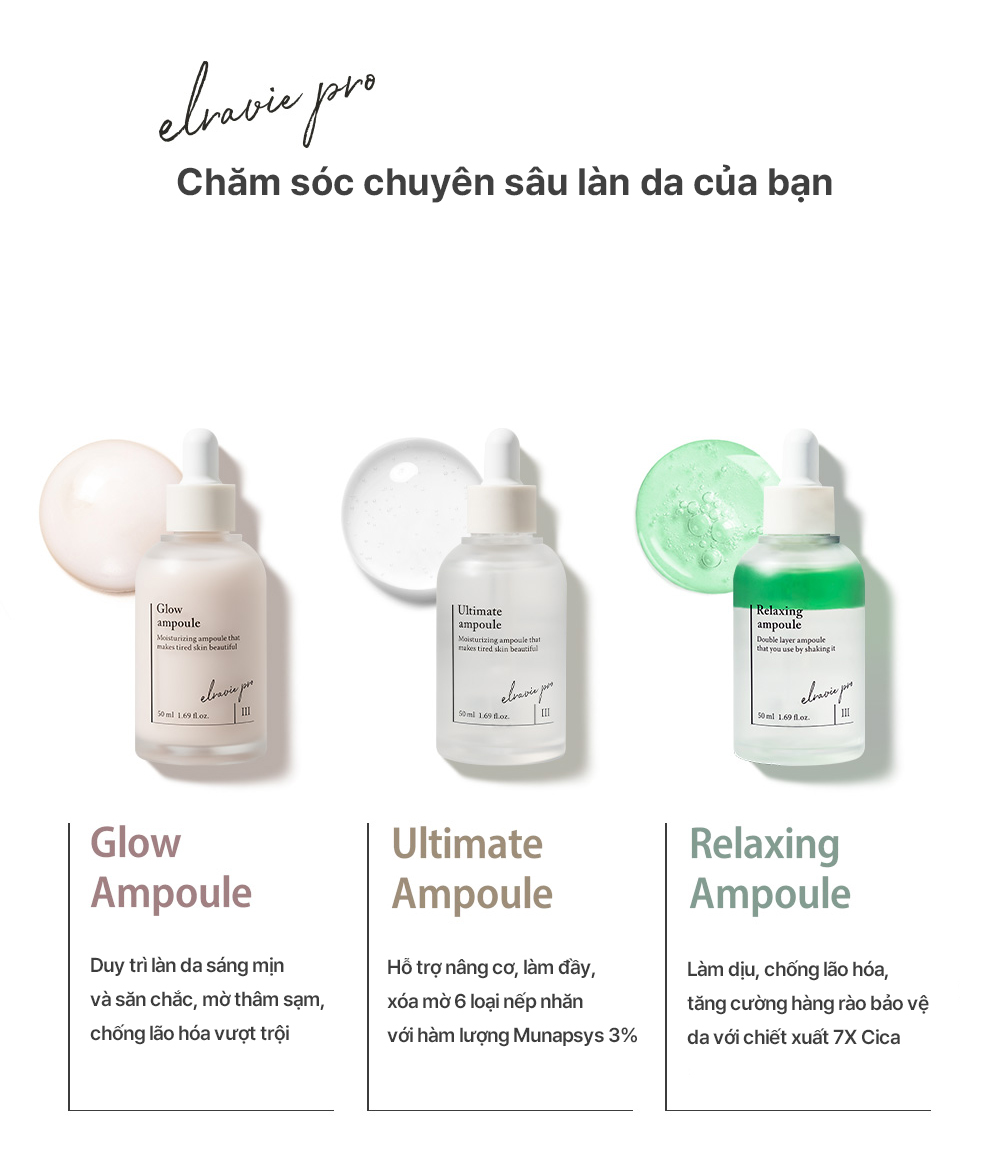 Tinh Chất Dưỡng Chống Lão Hóa, Giúp Da Sáng Mịn Đàn Hồi Cấp Ẩm Elravie Pro Glow Ampoule 50ml_thumbnail_13