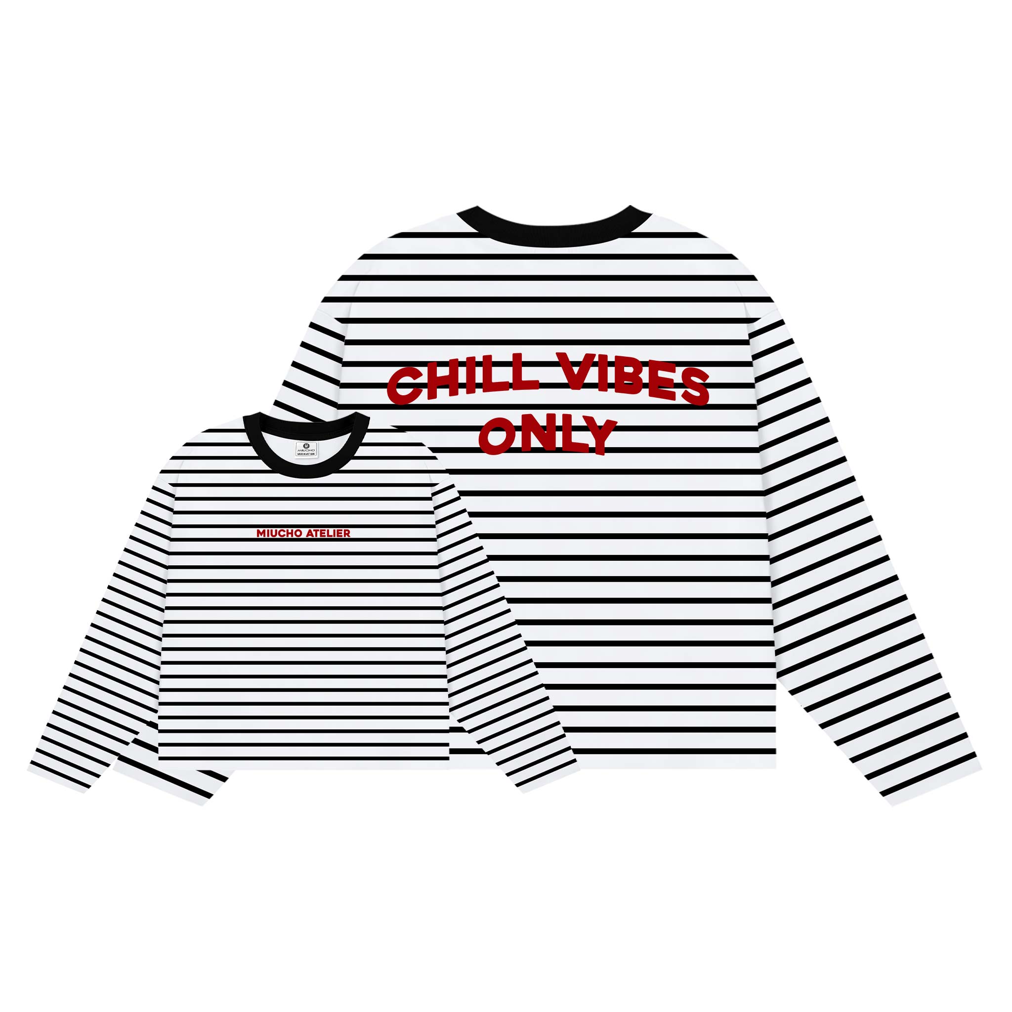 Áo thun boxy tay dài Miucho vải thun rib thoáng mát mềm mại cổ tròn Chill Vibes Only in mix 2695_thumbnail_0