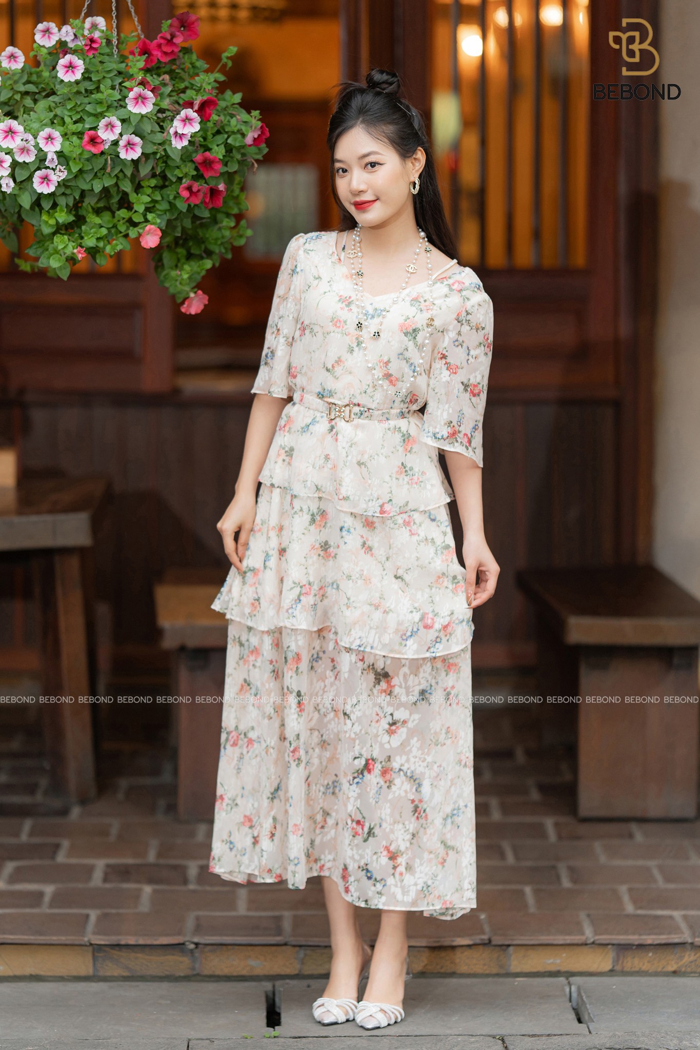 Đầm tơ tằm in hoa kèm đai- MARLEE DRESS_thumbnail_0