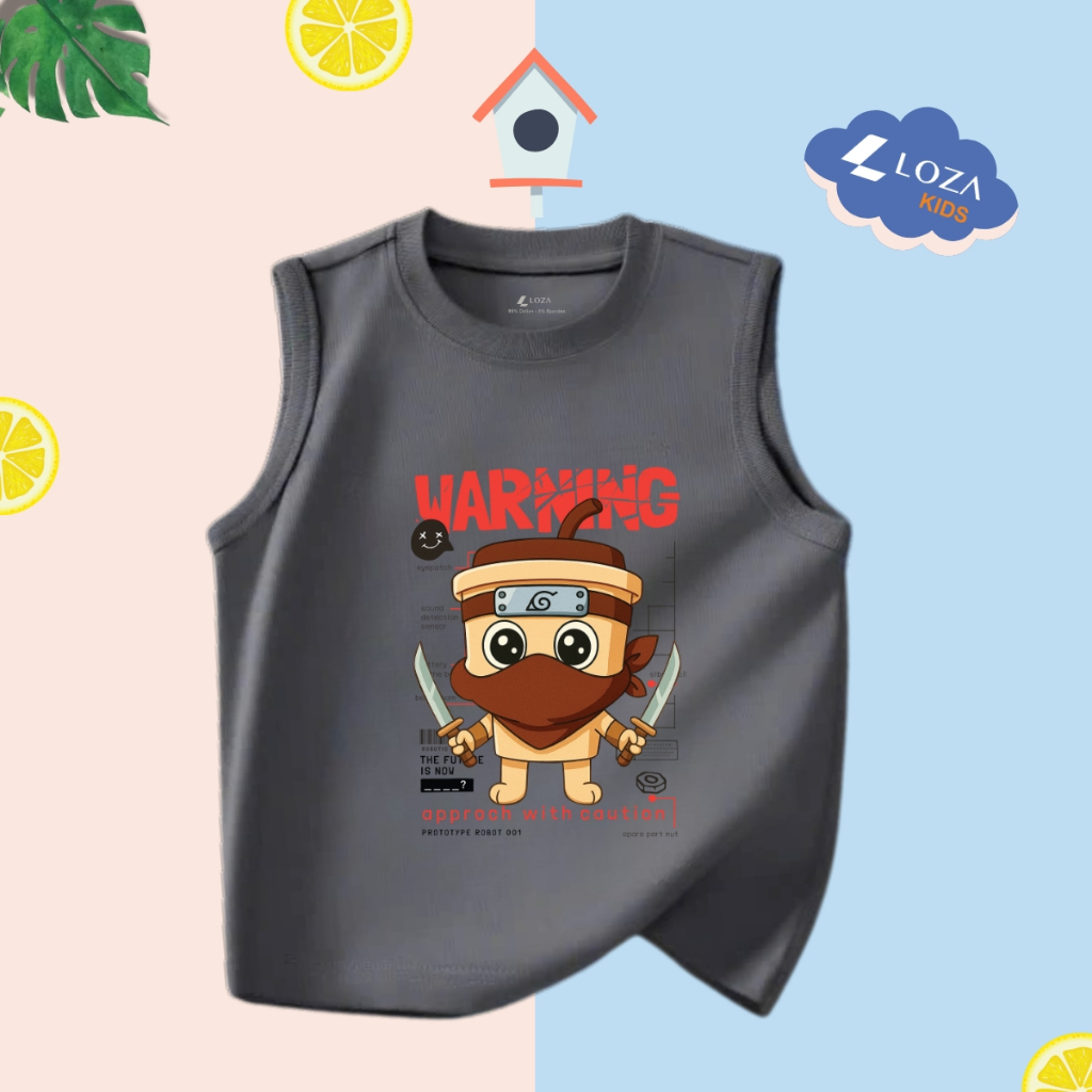 Áo thun in Brainrot Capucino, Bombardiro Crocodilo mẫu mới 2025 cho bé trai - Áo phông sát nách cho bé Loza Kids ST003_thumbnail_4