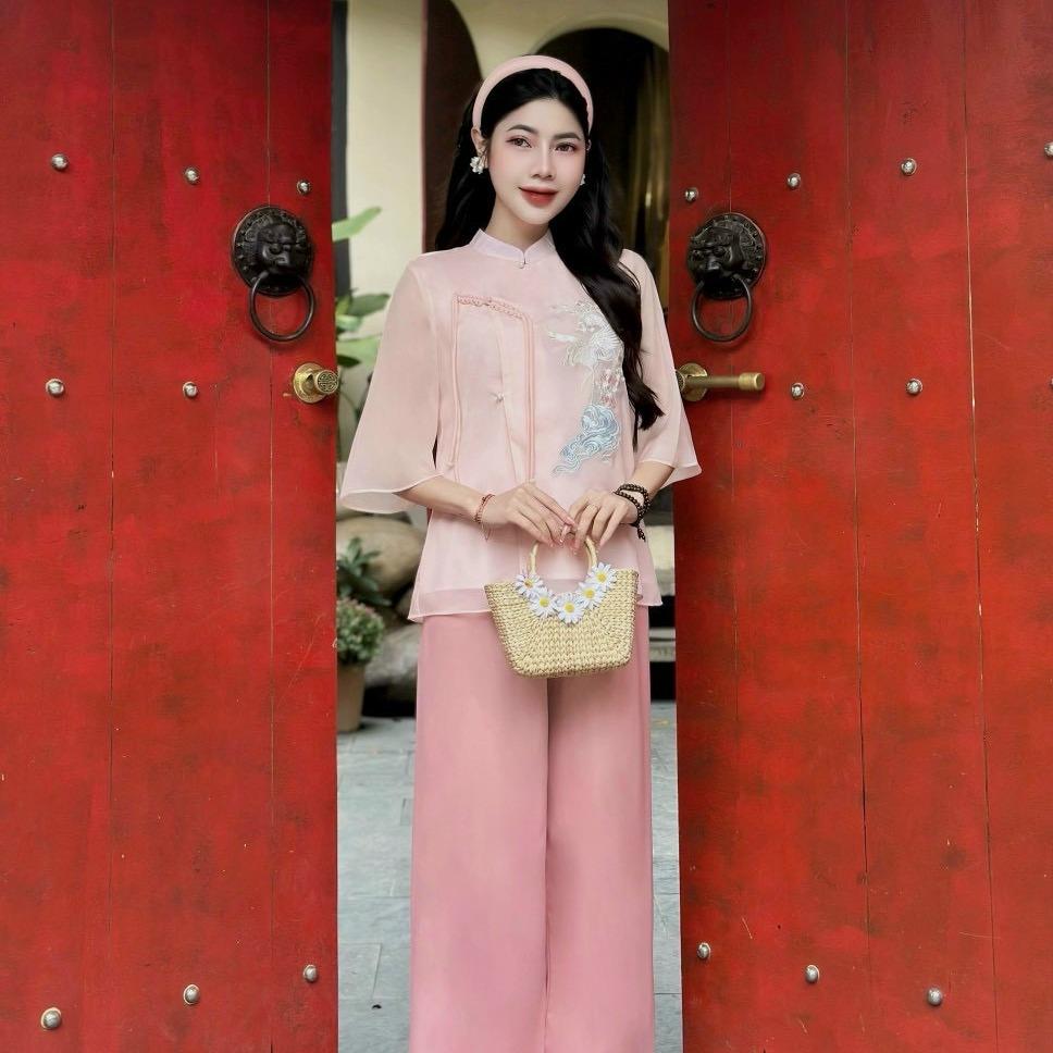 PP23 Pháp phục Voan tơ lễ chùa thêu chim hạc Tinh Nhi_thumbnail_4