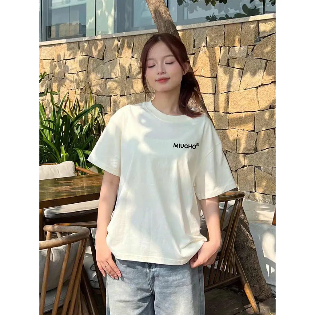 Áo thun boxy basic phong cách Hàn Quốc AXD2461 Miucho tay ngắn cổ tròn chất cotton co giãn dày dặn thoáng mát_thumbnail_3