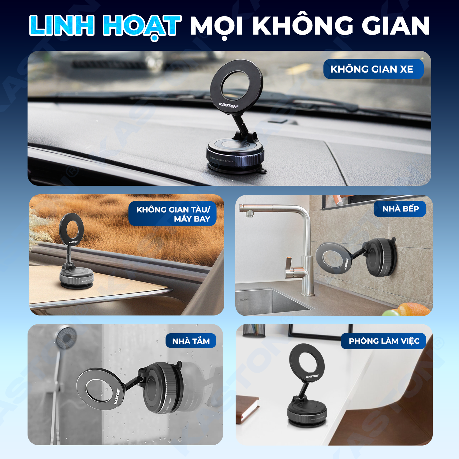 [New] Giá đỡ điện thoại ô tô Kaston - K009 - Keo nano siêu bám - Từ tính hít chân không, xoay 360° gấp gọn đa năng_thumbnail_7