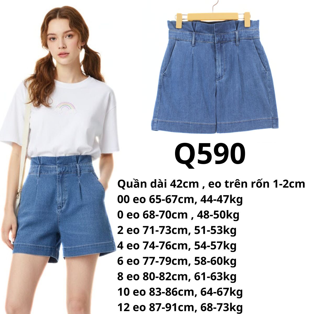Q590- QUẦN ĐÙI JEANS WH