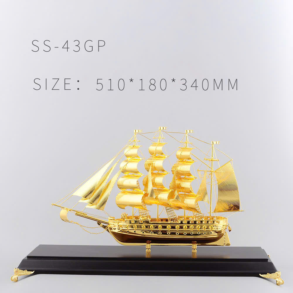 Thuyền mô hình thuận buồm xuôi gió mạ vàng 24k KT 51X 34CM_thumbnail_1