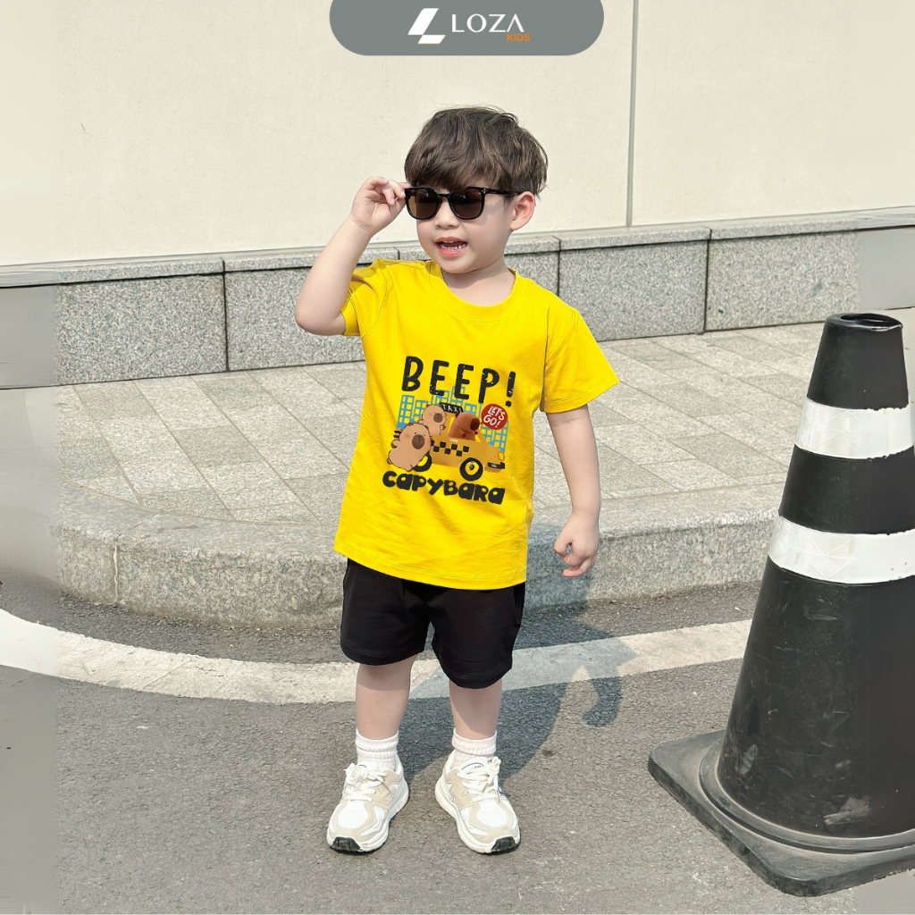 Bộ đồ cộc bé trai in hình Capybara lái xe - Loza Kids SB241_thumbnail_0