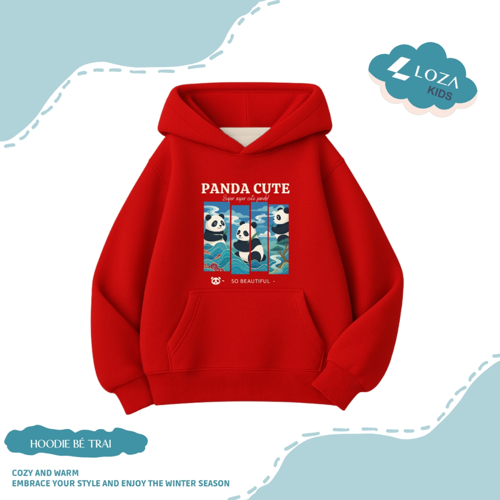 Áo nỉ hoodie bé trai in hình gấu trúc Panda - Loza Kids HN001_thumbnail_6