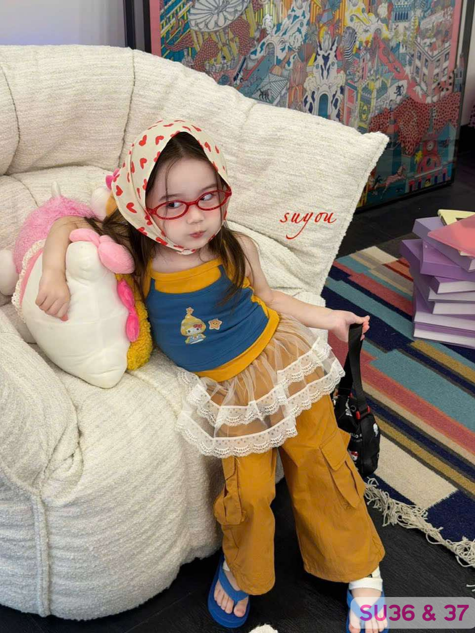 SU37 - Quần dài túi hộp màu vàng hãng Suyou