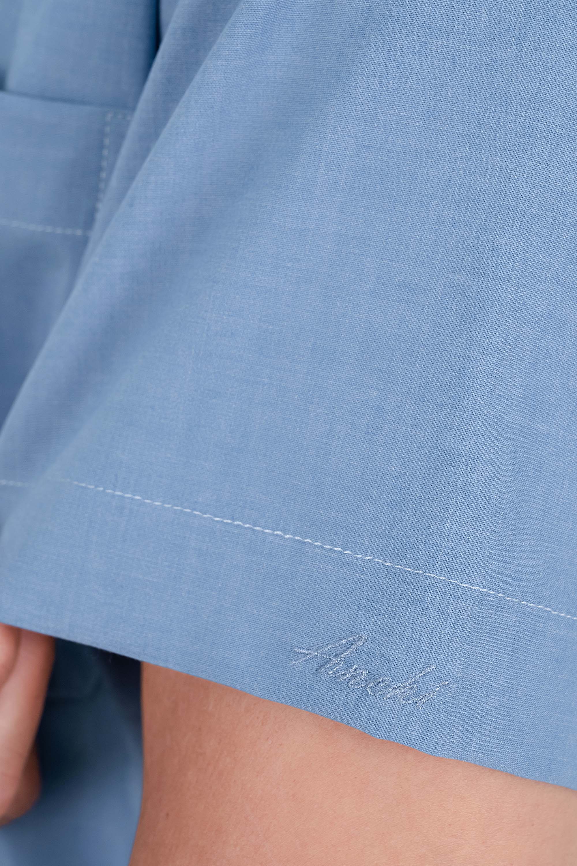 Áo Sơ Mi Trơn Cộc Tay Nam Trung Niên ANCHI Chất Liệu Sợi Gỗ Thoáng Mát Màu Xanh Nhạt_thumbnail_3