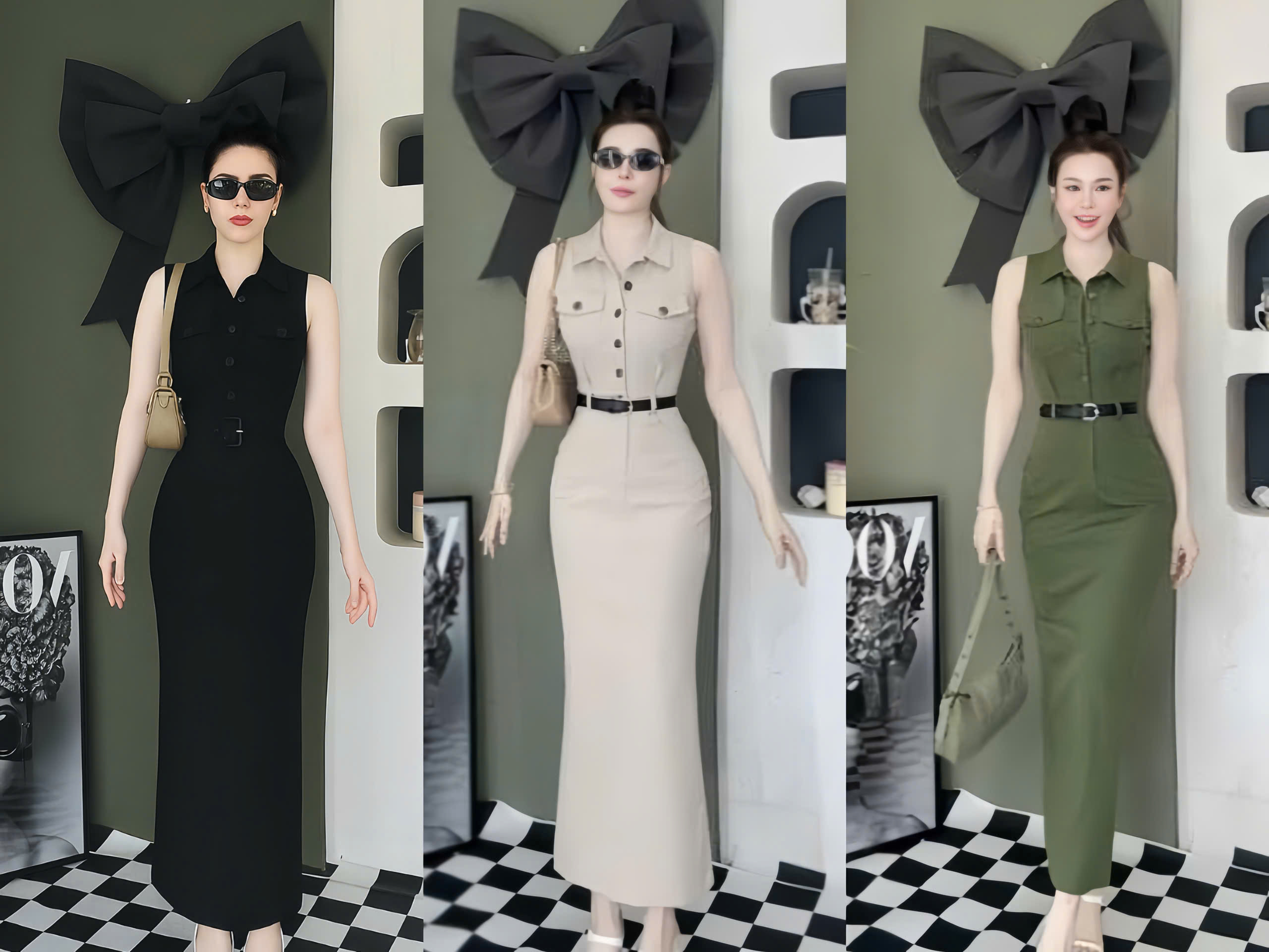 đầm cổ somi xẻ tà