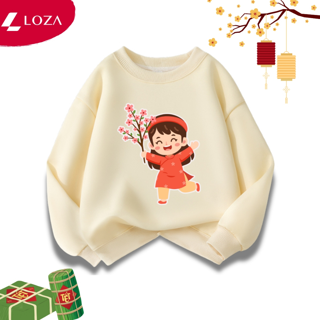 Áo nỉ sweater bé trai, bé gái hình 'Tết này vui luôn'- Loza Kids IN024_thumbnail_4