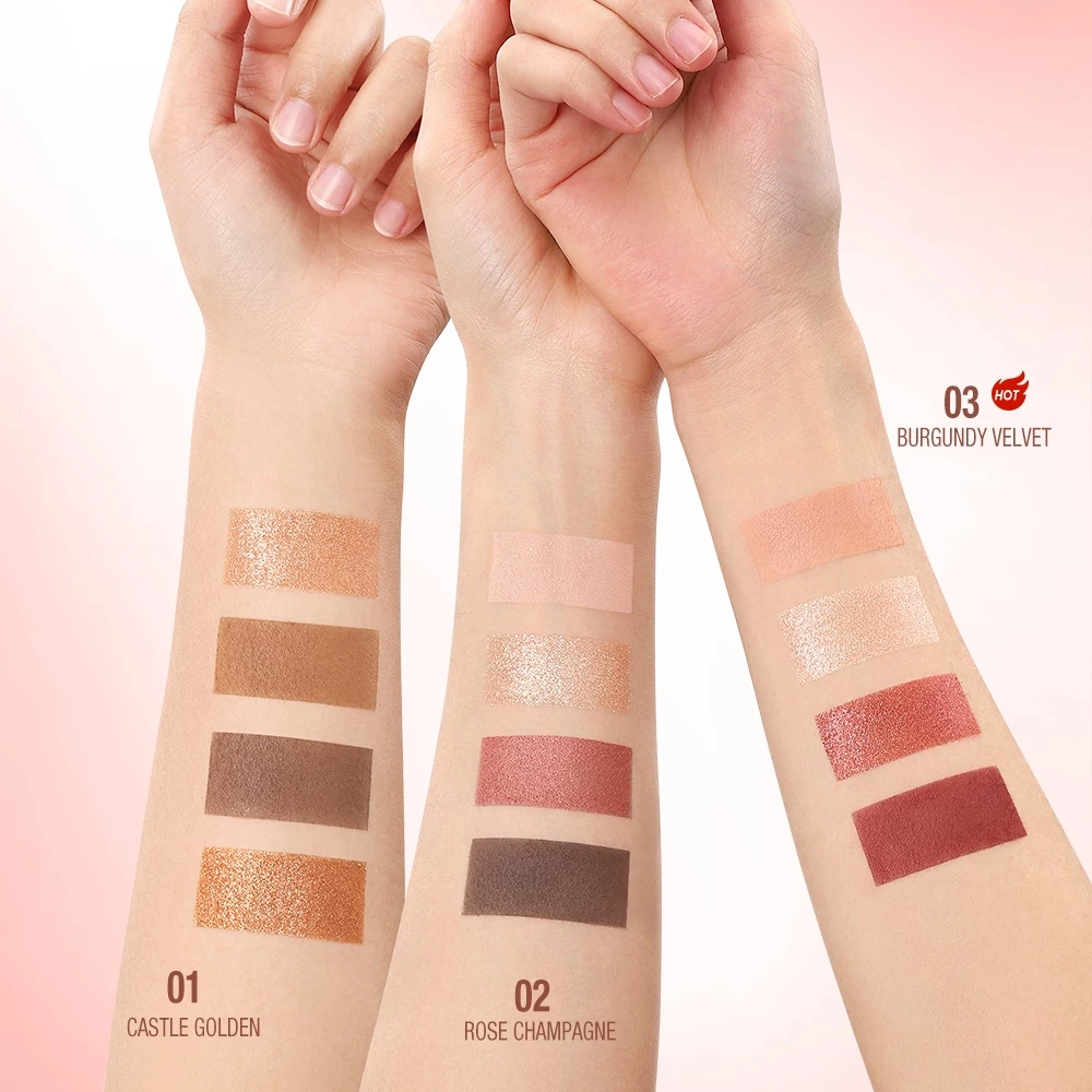 O.TWO.O Eyeshadow Palette Luxurious Dazzling 4 Colors Highly Pigmented Shimmer Matte Long-lasting Eye Makeup_thumbnail_6
