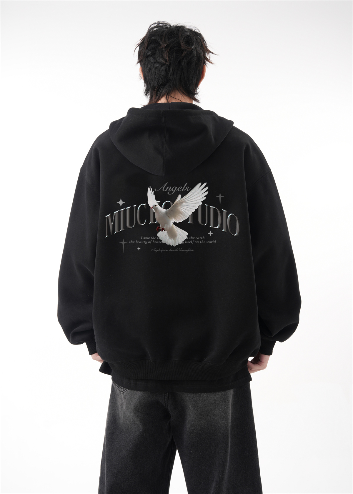 Áo hoodie zip nam local brand form rộng HZD1584 Miucho Club vải nỉ chân cua dày dặn mũ rộng in mix_thumbnail_5