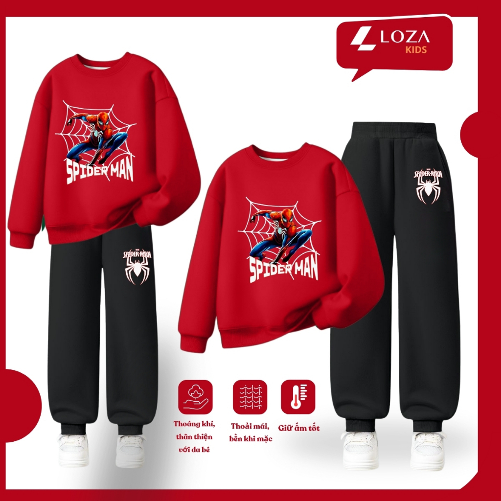 Set bộ nỉ bé trai in hình SPIDER MAN, người nhện - Loza Kids BI335_thumbnail_2