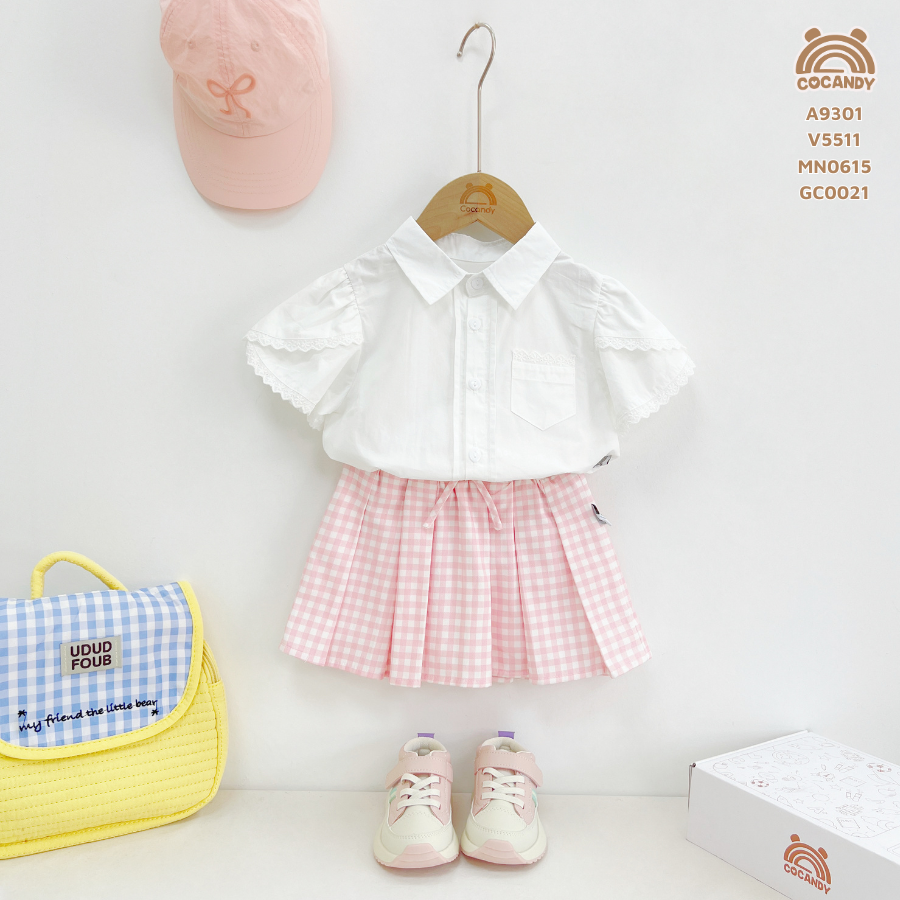 Chân váy caro HỒNG tennis ly bản to