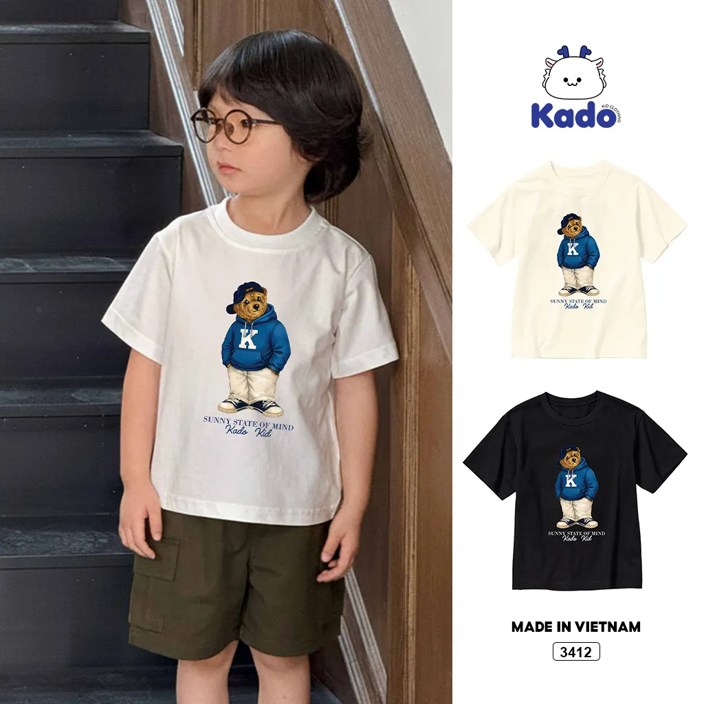 Áo thun bé trai Gấu Teddy siêu ngầu Kado 3412