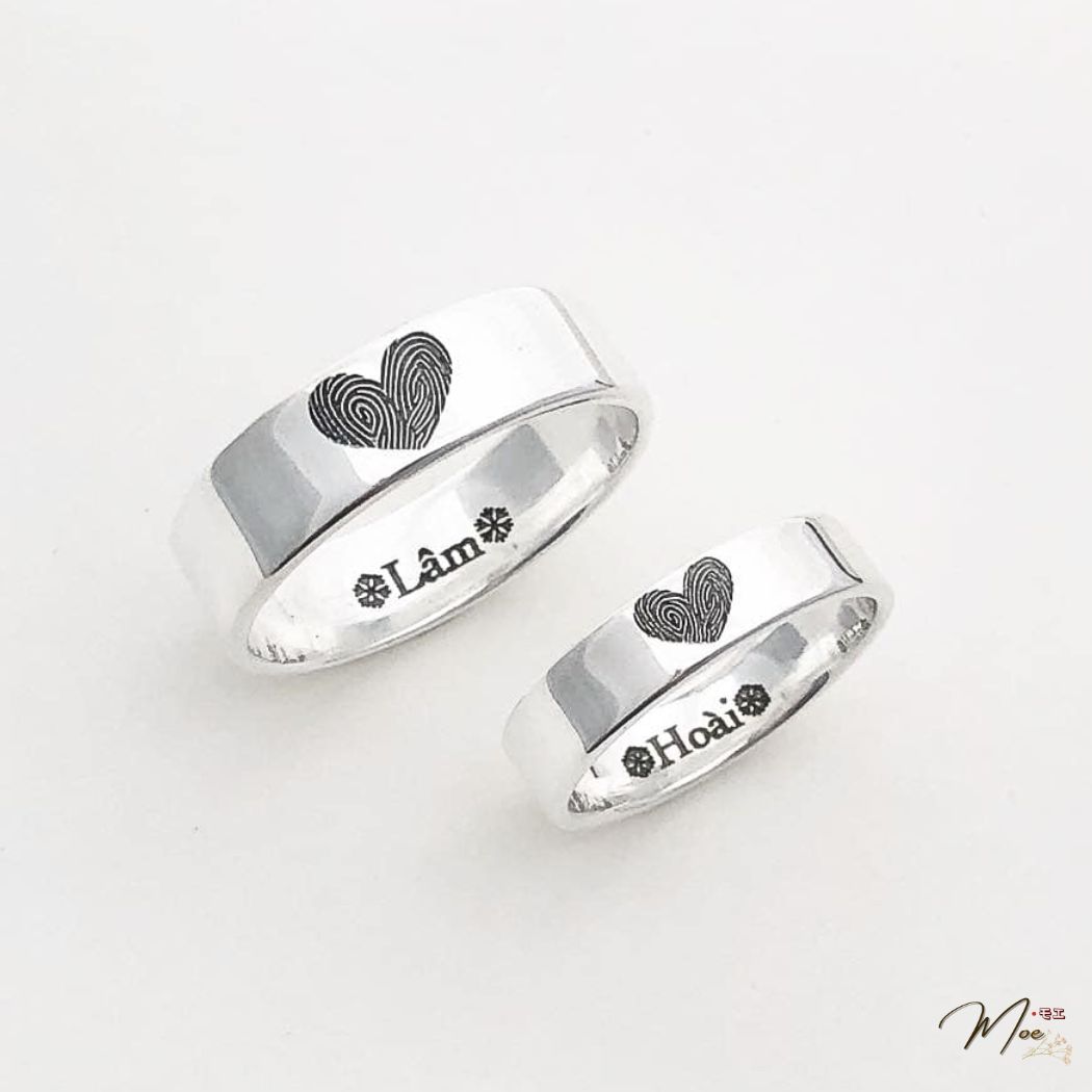 ĐN73 - Nhẫn đôi trơn khắc vân tay theo yêu cầu