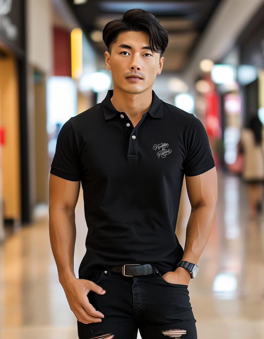 Áo polo nam form vừa regular vải cá sấu đứng form thoáng mát 1842 Miucho Iconic in typography_thumbnail_6