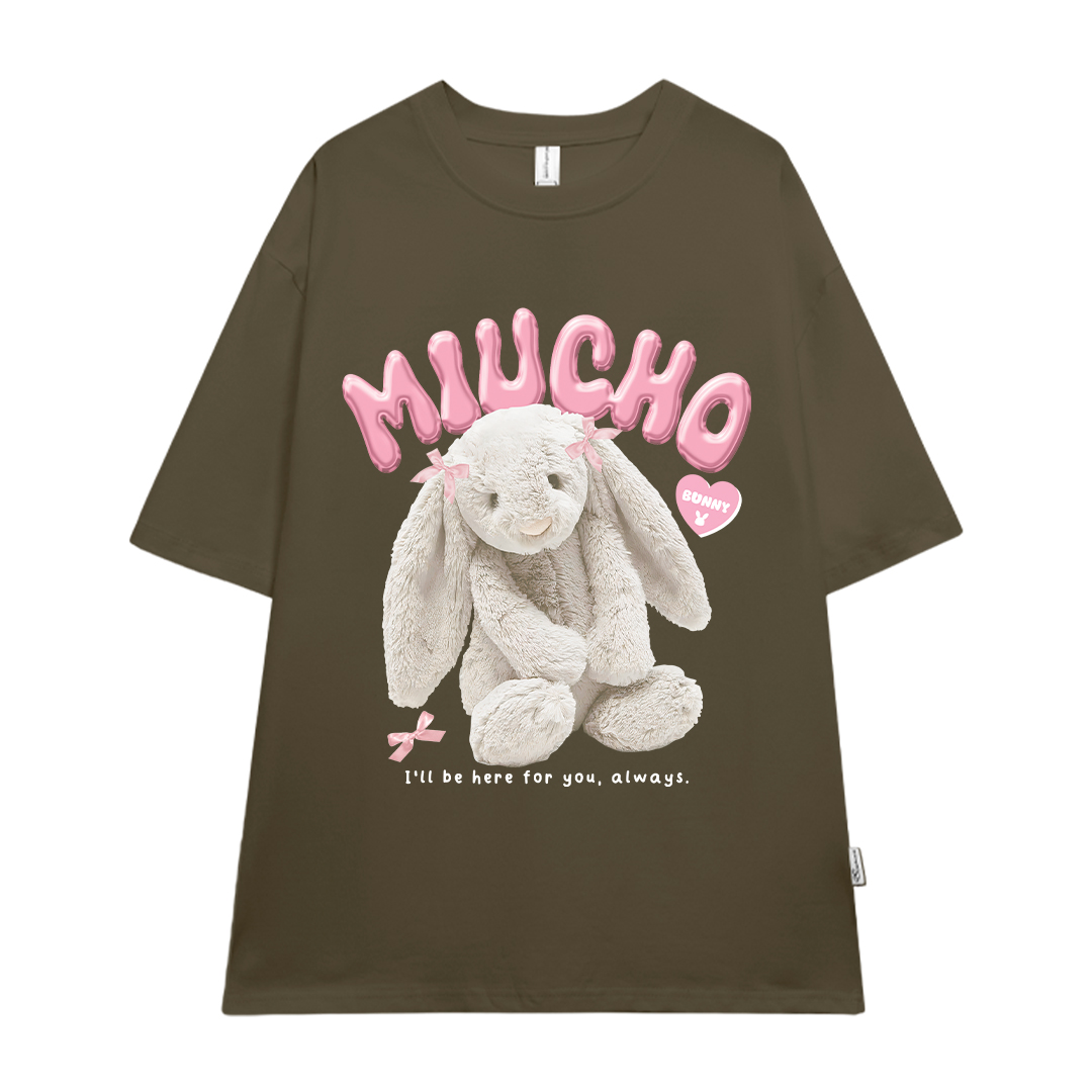 Áo thun thỏ Bunny form rộng local brand ATD1248 Miucho tay ngắn vải cotton co giản cổ tròn in mix_thumbnail_17