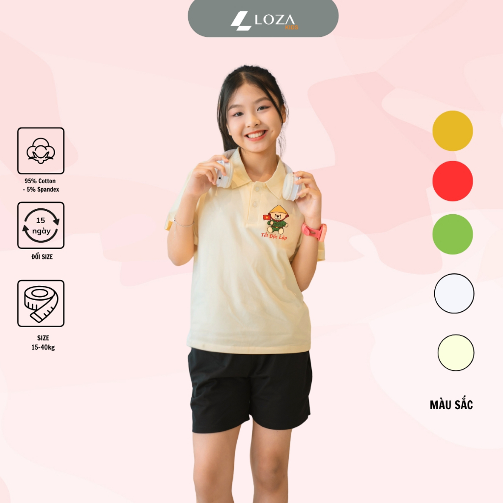 Áo polo bé gái in hình 