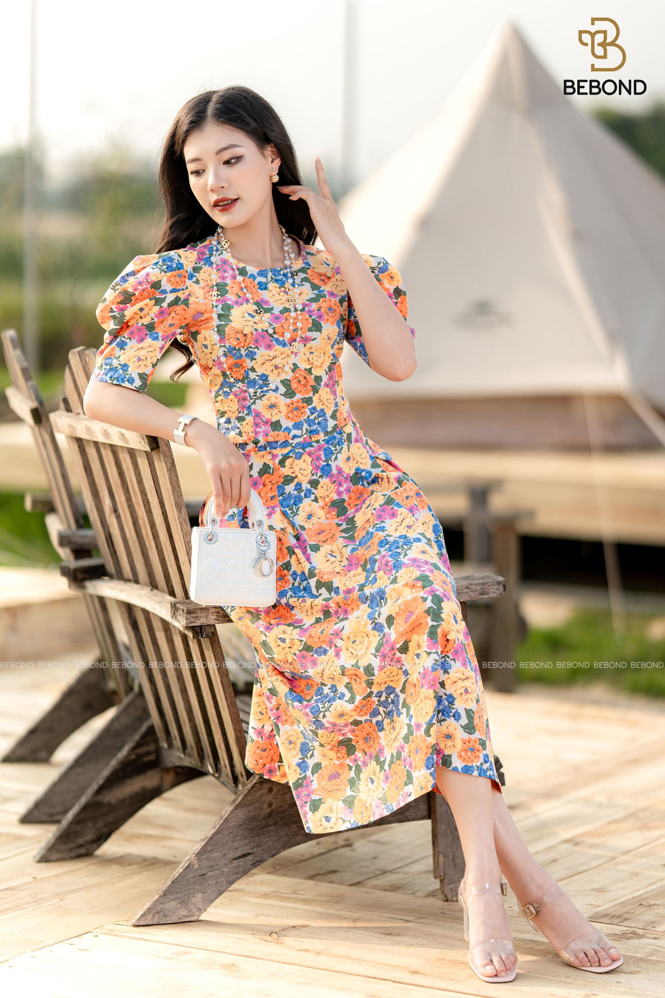 Set Áo Crotop - Chân váy xòe Pansy HOA CAM