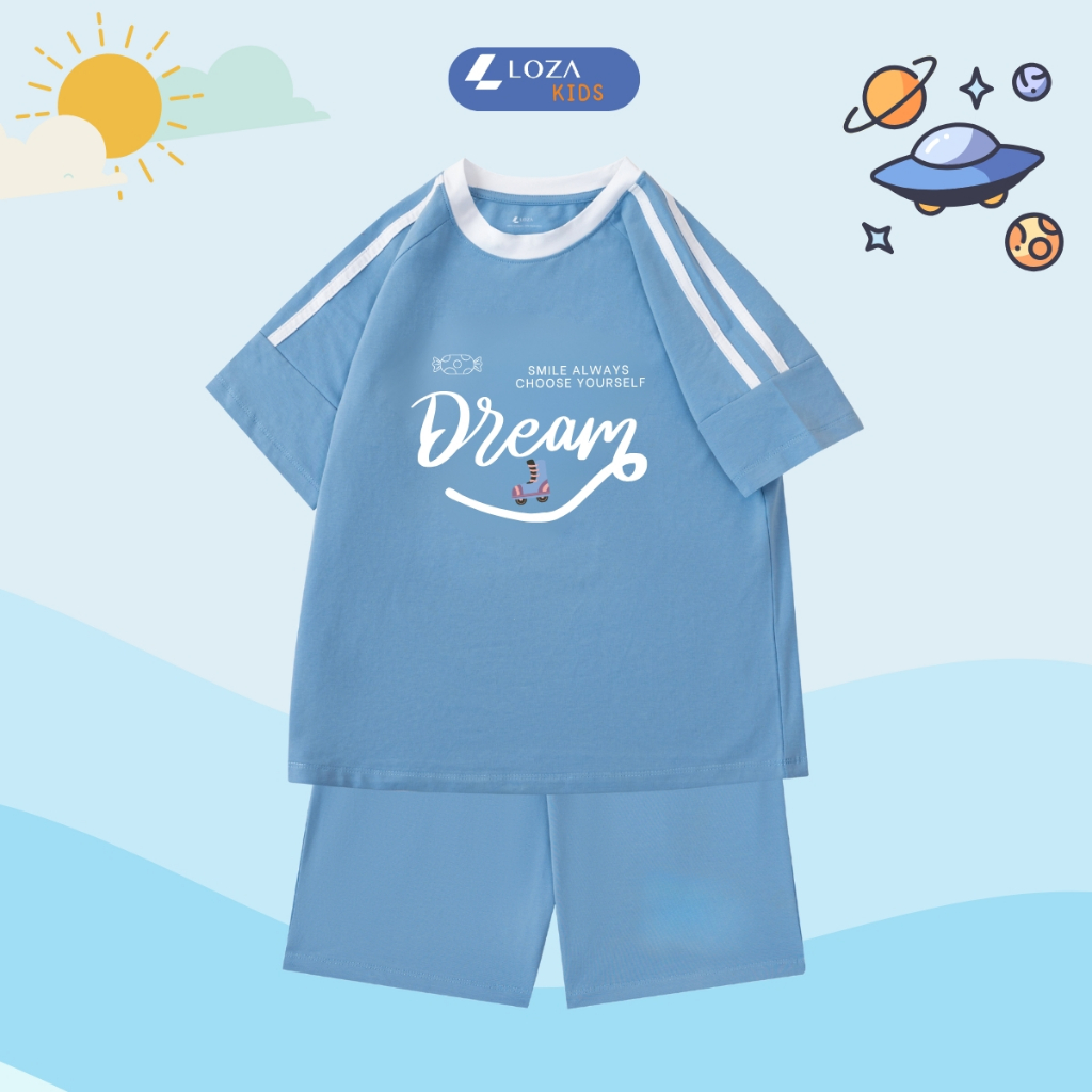 Đồ bộ bé gái phối viền in chữ  'Dream' - Loza Kids BF311_thumbnail_2