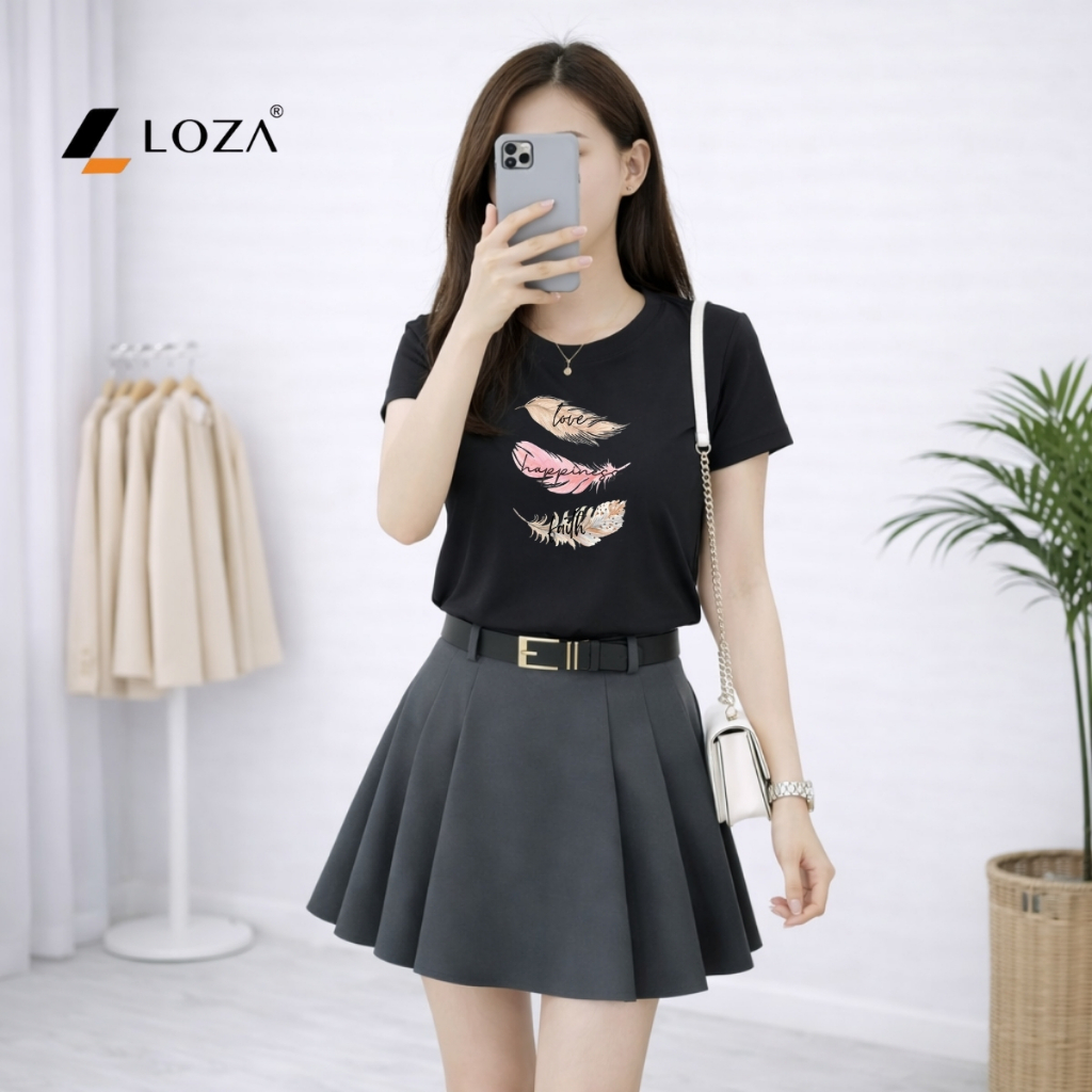 [Form vừa]Áo phông nữ dáng vừa hình lông vũ - Loza VT8470_thumbnail_10
